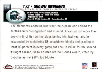 2004 Topps Chrome #214 Shawn Andrews Back