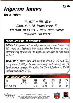 2004 Topps Draft Picks & Prospects #54 Edgerrin James Back
