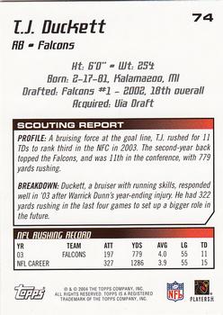 2004 Topps Draft Picks & Prospects #74 T.J. Duckett Back