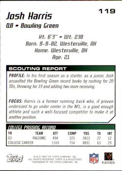 2004 Topps Draft Picks & Prospects #119 Josh Harris Back