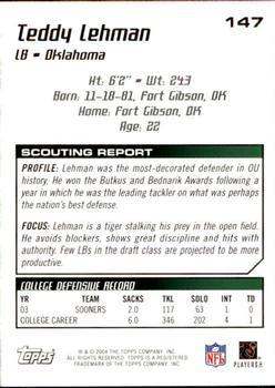 2004 Topps Draft Picks & Prospects #147 Teddy Lehman Back