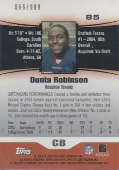2004 Topps Pristine #85 Dunta Robinson Back