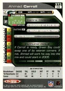 2004 Topps Total #373 Ahmad Carroll Back