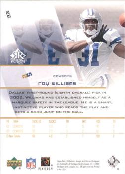 2004 Upper Deck Reflections #26 Roy Williams Back