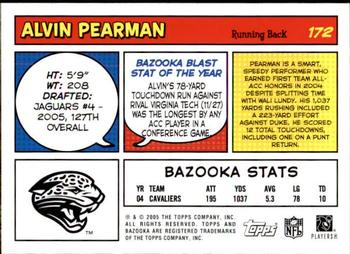 2005 Bazooka #172 Alvin Pearman Back