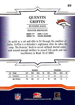 2005 Donruss Throwback Threads #49 Quentin Griffin Back
