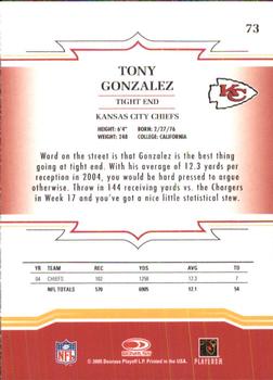 2005 Donruss Throwback Threads #73 Tony Gonzalez Back