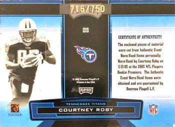2005 Playoff Absolute Memorabilia #215 Courtney Roby Back