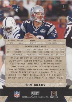 2005 Playoff Honors #61 Tom Brady Back