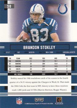 2005 Playoff Prestige #58 Brandon Stokley Back