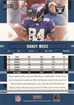 2005 Playoff Prestige #77 Randy Moss Back