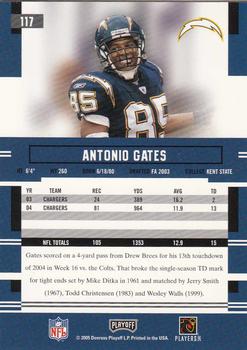 2005 Playoff Prestige #117 Antonio Gates Back