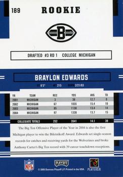 2005 Playoff Prestige #189 Braylon Edwards Back