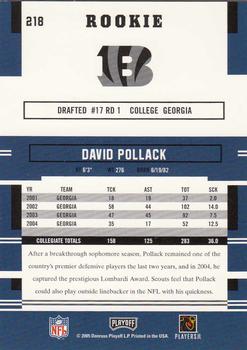 2005 Playoff Prestige #218 David Pollack Back