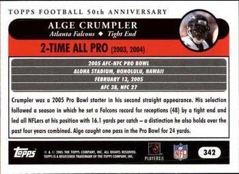 2005 Topps #342 Alge Crumpler Back