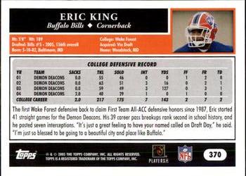 2005 Topps #370 Eric King Back