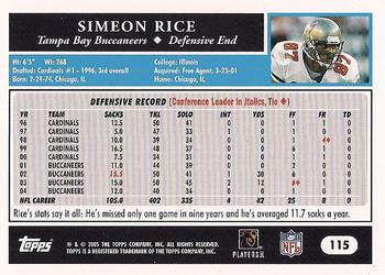 2005 Topps #115 Simeon Rice Back