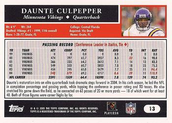 2005 Topps #13 Daunte Culpepper Back