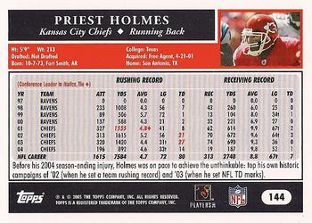 2005 Topps #144 Priest Holmes Back