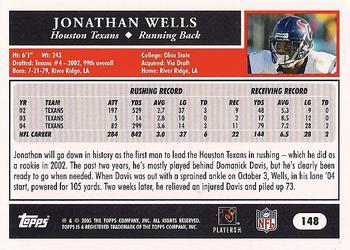 2005 Topps #148 Jonathan Wells Back