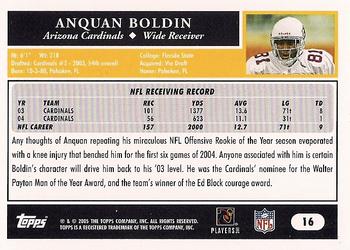 2005 Topps #16 Anquan Boldin Back