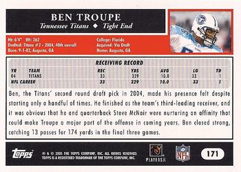 2005 Topps #171 Ben Troupe Back