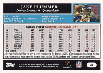 2005 Topps #31 Jake Plummer Back