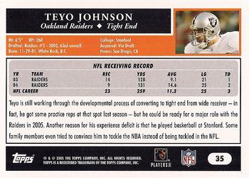 2005 Topps #35 Teyo Johnson Back