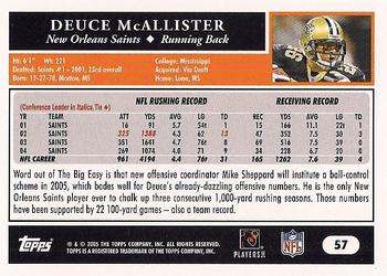 2005 Topps #57 Deuce McAllister Back