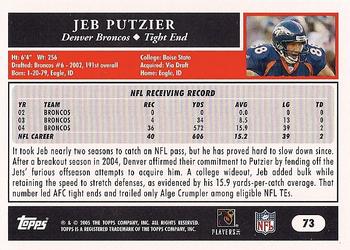 2005 Topps #73 Jeb Putzier Back