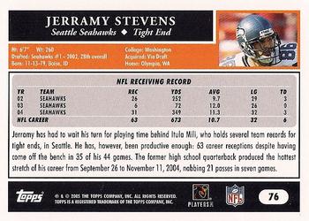 2005 Topps #76 Jerramy Stevens Back