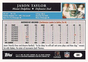 2005 Topps #84 Jason Taylor Back