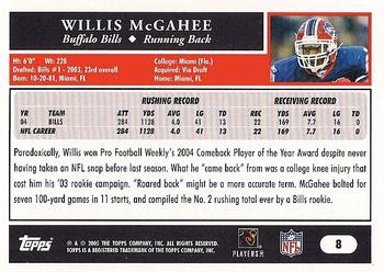 2005 Topps #8 Willis McGahee Back