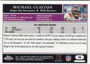 2005 Topps Chrome #26 Michael Clayton Back