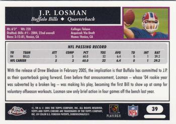 2005 Topps Chrome #39 J.P. Losman Back