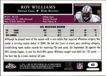 2005 Topps Chrome #65 Roy Williams Back
