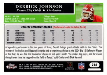 2005 Topps Chrome #218 Derrick Johnson Back