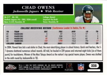 2005 Topps Chrome #225 Chad Owens Back