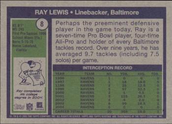 2005 Topps Heritage #8 Ray Lewis Back