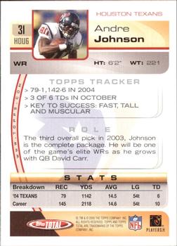 2005 Topps Total #31 Andre Johnson Back