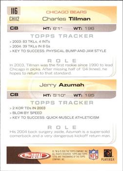 2005 Topps Total #116 Charles Tillman / Jerry Azumah Back