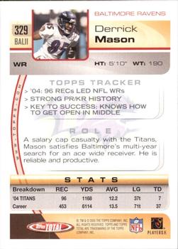 2005 Topps Total #329 Derrick Mason Back