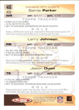 2005 Topps Total #416 Jason Dunn / Samie Parker / Larry Johnson Back