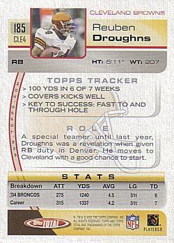 2005 Topps Total #185 Reuben Droughns Back