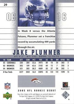 2005 Upper Deck Rookie Debut #29 Jake Plummer Back