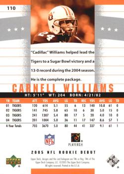 2005 Upper Deck Rookie Debut #110 Carnell Williams Back