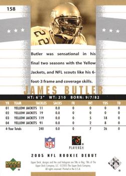 2005 Upper Deck Rookie Debut #158 James Butler Back