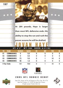 2005 Upper Deck Rookie Debut #197 Jovan Haye Back