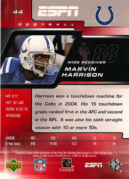 2005 Upper Deck ESPN #44 Marvin Harrison Back
