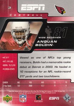 2005 Upper Deck ESPN #3 Anquan Boldin Back